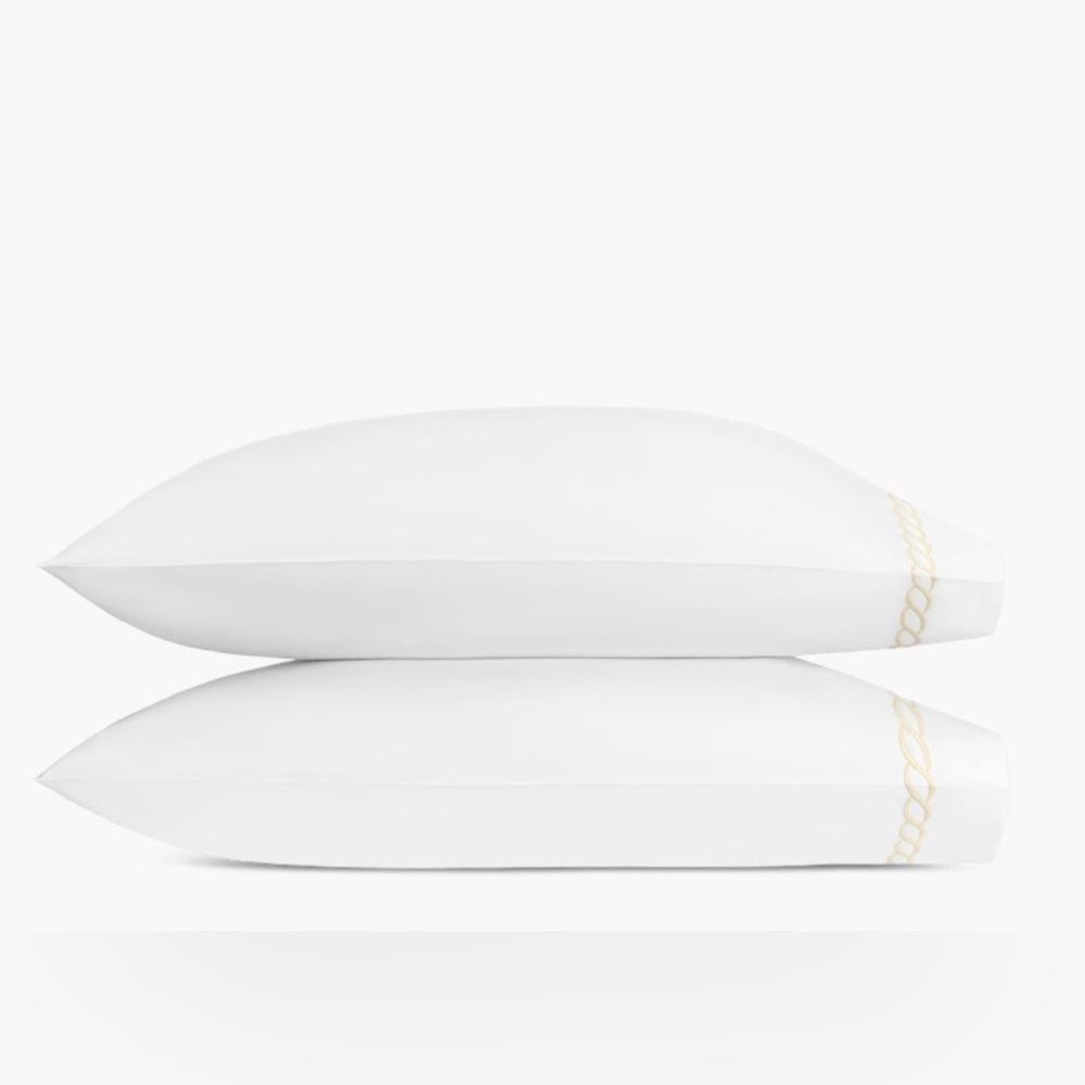 Matouk Classic Chain Pillowcase - Pair White with Ivrory Chain Trim